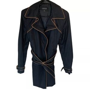 Wilsons Leather Womens Jacket Black with Brown Trim Size Small